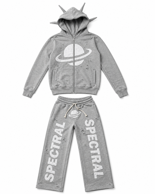 SPECTRAL "Alien" Full Distressed Double Waisted Full Zip Tracksuit